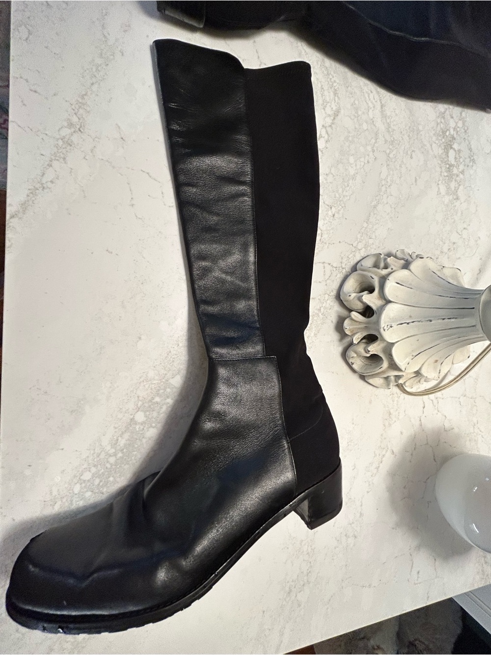 Stuart Weitzman Black Knee High Pull On Boot. Size 9 M